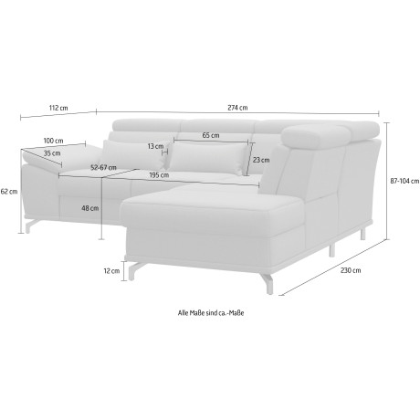 sit&more Hoekbank Cabrio L-vorm, met zitdiepteverstelling, arm- en hoofdsteunverstelling afbeelding2 - 1