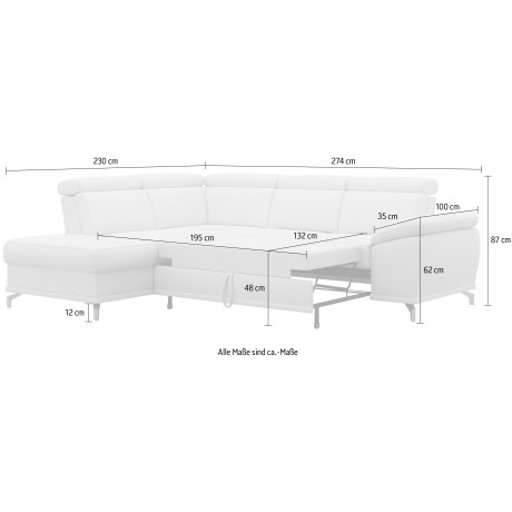 sit&more Hoekbank Cabrio L-vorm, met zitdiepteverstelling, arm- en hoofdsteunverstelling afbeelding2 - 1