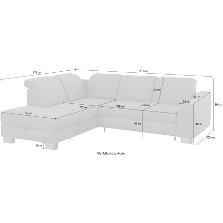 sit&more Hoekbank Durness met binnenvering en edelstalen poten, naar keuze met verstelbare hoofdsteun afbeelding2 - 1