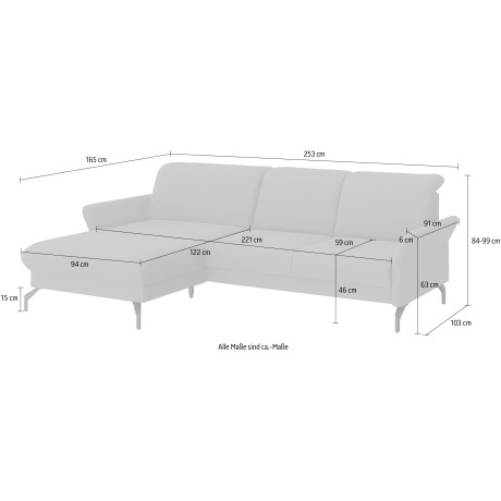 sit&more Hoekbank Fashion L-vorm naar keuze met verstelbare hoofdsteun, uittrekzitting, motorisch, nikkel poten afbeelding2 - 1