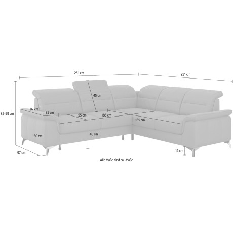 sit&more Hoekbank Sinatra L-vorm optioneel met verstelbare hoofdsteun en armleuning, metalen poten afbeelding2 - 1