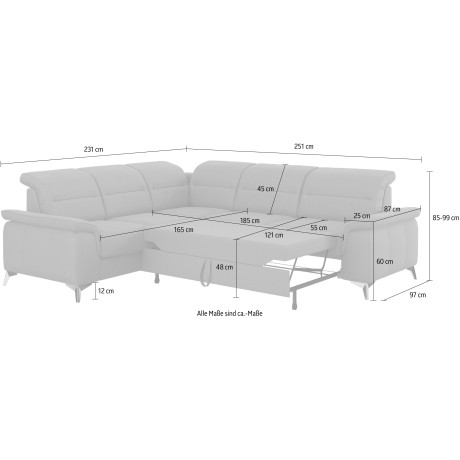 sit&more Hoekbank Sinatra L-vorm optioneel met verstelbare hoofdsteun en armleuning, metalen poten afbeelding2 - 1