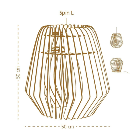 Spin L houten hanglamp large - met koordset wit - Ø 50 cm afbeelding2 - 1