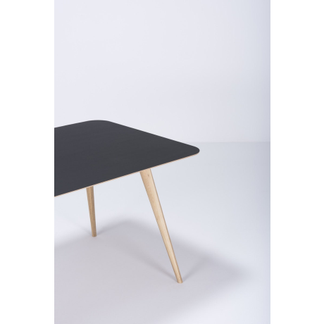 Stafa table houten eettafel whitewash - met linoleum tafelblad nero - 160 x 90 cm afbeelding2 - 1