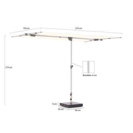 Suncomfort Flex-Roof parasol 210x150cm - Laagste prijsgarantie! afbeelding2 - 1