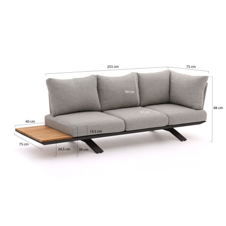 SUNS Stockholm lounge tuinbank 3-zits hoekelement 255cm - Laagste prijsgarantie! afbeelding2 - 1