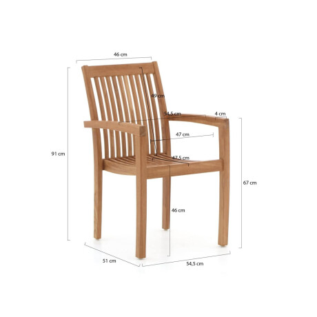 Sunyard Jakarta/Liverpool 160cm dining tuinset 5-delig stapelbaar - Laagste prijsgarantie! afbeelding2 - 1