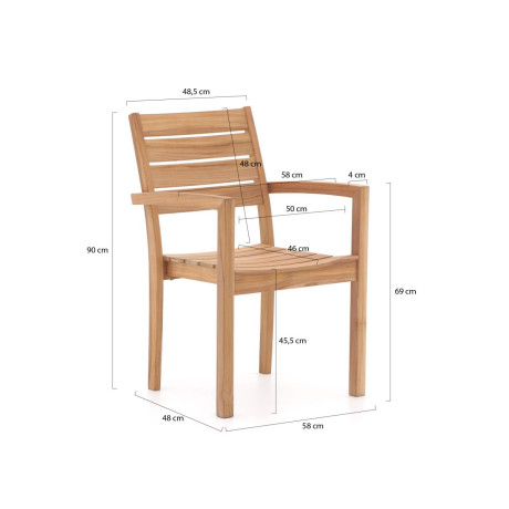 Sunyard Liverpool 145cm dining tuinset 5-delig stapelbaar - Laagste prijsgarantie! afbeelding2 - 1