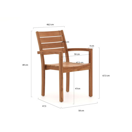 Sunyard Liverpool 90cm dining tuinset 5-delig stapelbaar - Laagste prijsgarantie! afbeelding2 - 1