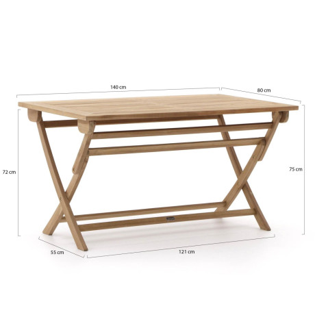 Sunyard Preston klaptafel 140x80x75cm - Laagste prijsgarantie! afbeelding2 - 1