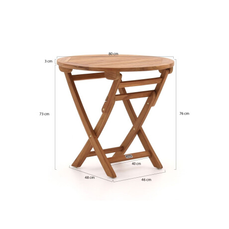 Sunyard Preston klaptafel ø 80cm (h:75cm) - Laagste prijsgarantie! afbeelding2 - 1