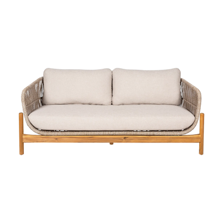 Teresa houten tuin loungebank beige  - met zitkussens afbeelding2 - 1