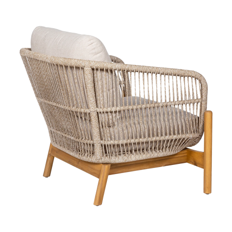 Teresa houten tuin loungefauteuil  beige - met zitkussens afbeelding2 - 1