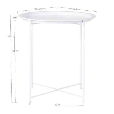 Tiffany metalen bijzettafel wit - Ø 47 cm afbeelding2 - 1