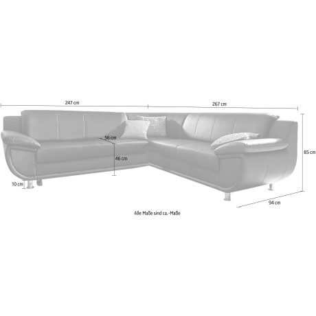 TRENDMANUFAKTUR Hoekbank Rondo optioneel met slaapfunctie, 267x247 cm (BxD), brede armleuningen afbeelding2 - 1