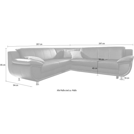 TRENDMANUFAKTUR Hoekbank Rondo optioneel met slaapfunctie, 267x247 cm (BxD), brede armleuningen afbeelding2 - 1