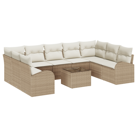 vidaXL 10-delige tuinset met kussens bruin poly rattan afbeelding2 - 1