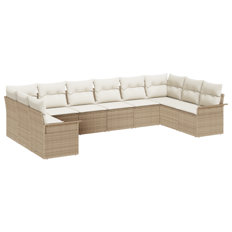 vidaXL Tuin Sofa Set met kussen 10 pcs Beige poly rattan afbeelding2 - 1