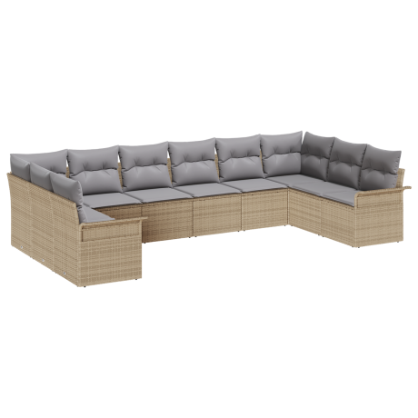 vidaXL Tuin Sofa Set met kussen 10 pcs Beige poly rattan afbeelding2 - 1