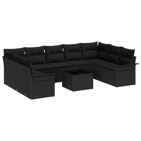 vidaXL Tuin Sofa Set met opslag 10 pcs Beige poly rattan afbeelding2 - 1