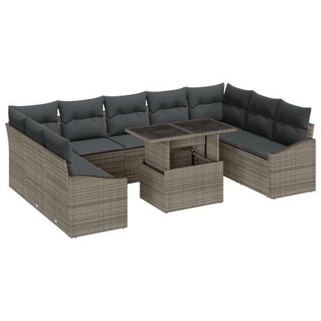vidaXL Tuin Sofa Set 10 pcs Grijs poly rattan & Gepoedercoat staal afbeelding2 - 1