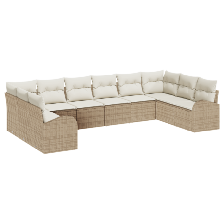 vidaXL 10-delige tuinsofa set inclusief kussens in beige poly rattan afbeelding2 - 1