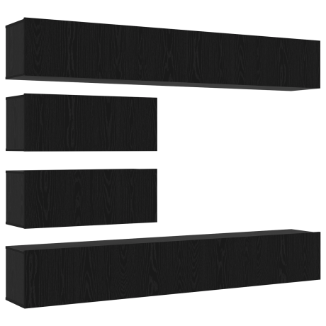vidaXL 10-delige TV meubelset - Wandgemonteerde zwarte eiken bewerkt hout afbeelding2 - 1