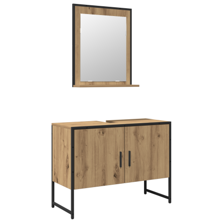 vidaXL 2-delig badkamermeubelset Artisan Eiken Engineered Wood afbeelding2 - 1