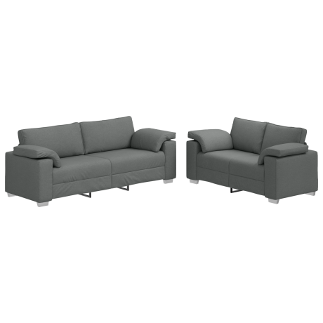 vidaXL Bank 2 pcs Donkergrijs 219 x 80 x 82 cm Stof afbeelding2 - 1