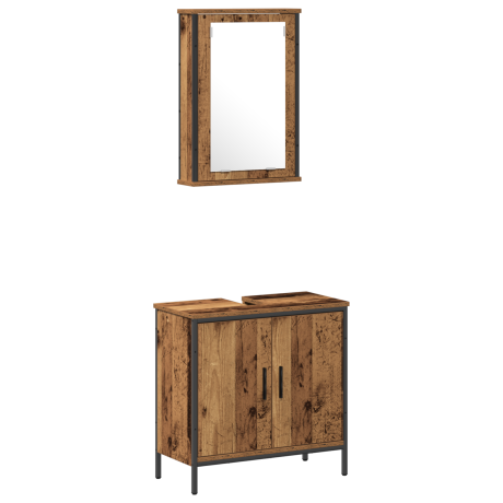 vidaXL 2-delige Badkamer Meubel Set Oud Hout Gefabriceerd Hout afbeelding2 - 1