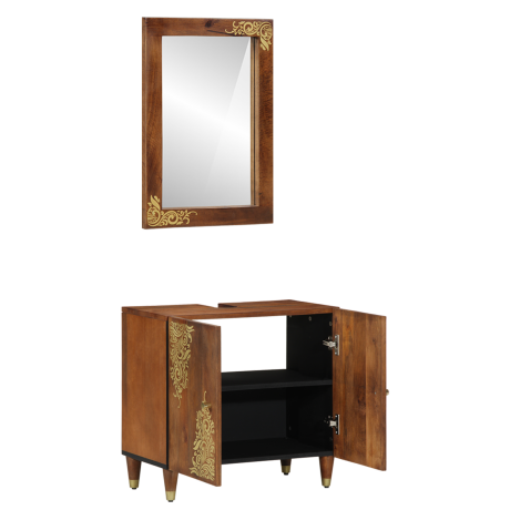 vidaXL Badkamerkastenset 2 pcs Honingbruin Massief Mango Hout afbeelding2 - 1