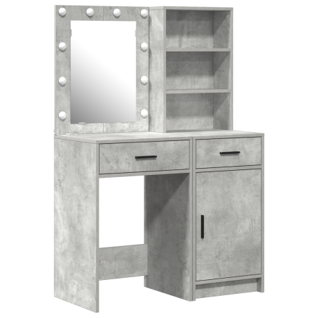 vidaXL 2-delige Kaptafel Set met LED - Betonnen Grijs en Engineered Hout afbeelding2 - 1