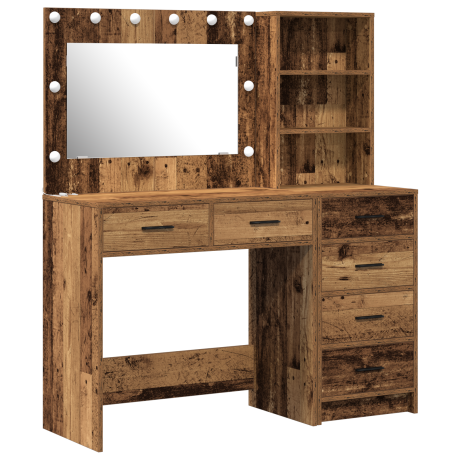 vidaXL 2-delige Kaptafel Set met LED in Oud Hout afbeelding2 - 1