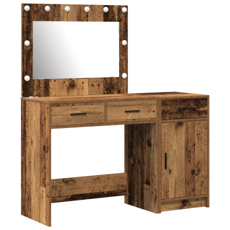 vidaXL 2-delige kaptafelset met LED in een oudere houten look afbeelding2 - 1