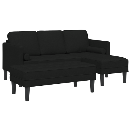 vidaXL Bankstel met kussen 2 pcs Zwart Polyester afbeelding2 - 1
