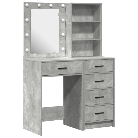 vidaXL 2-delige make-up tafelset met LED in Beton Grijs afbeelding2 - 1