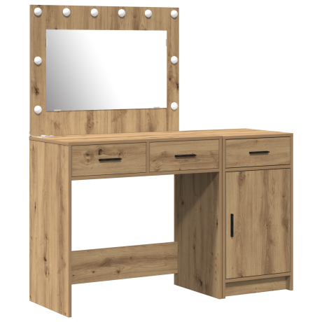vidaXL 2-delige make-uptafel set met LED - artisan eiken gelaagd hout afbeelding2 - 1