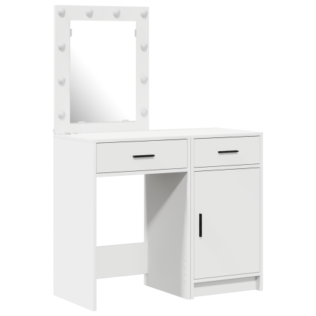 vidaXL 2-delige Make-uptafel Set met LED - Wit Geëngineerd Hout afbeelding2 - 1