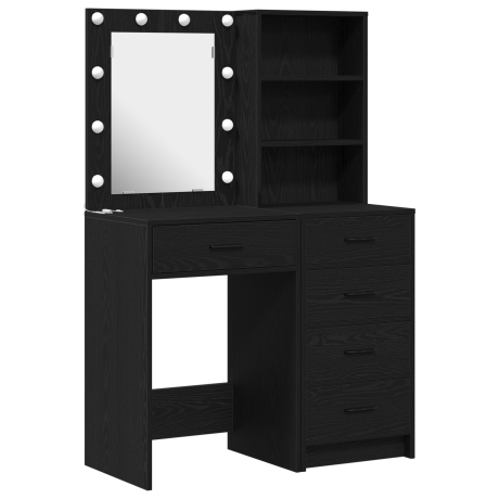 vidaXL 2-delige make-uptafelset met LED in zwart gefabriceerd hout afbeelding2 - 1