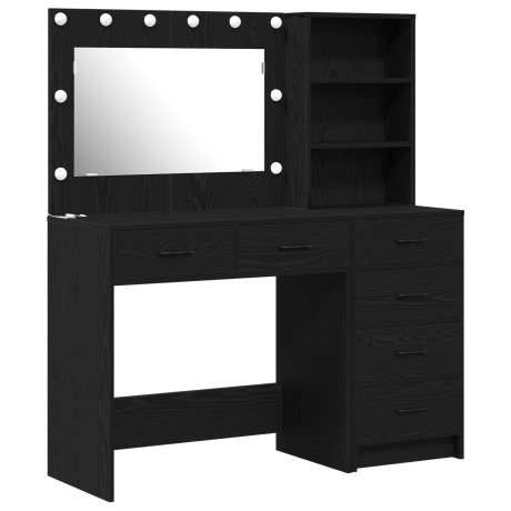 vidaXL 2-delige make-uptafelset met LED zwart hout afbeelding2 - 1