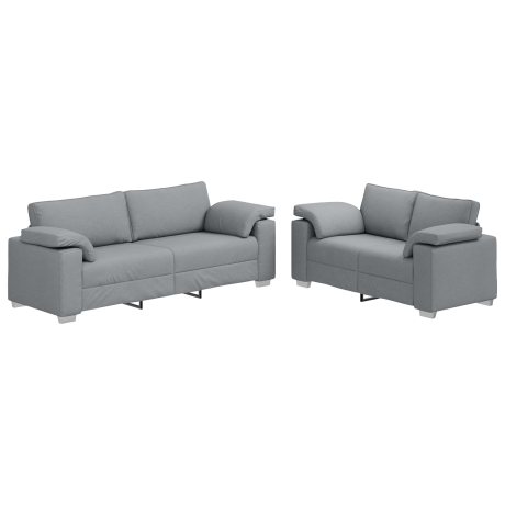 vidaXL Bank 2 pcs Lichtgrijs 219 x 80 x 82 cm Stof afbeelding2 - 1