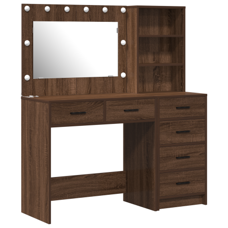 vidaXL 2-Persoons Kaptafel Set met LED Zwart Eiken Geëngineerd Hout afbeelding2 - 1