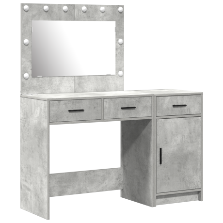 vidaXL 2-Persoons Make-up Tafel Set met LED in Beton Grijs van Engineered Hout afbeelding2 - 1