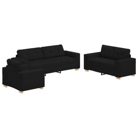 vidaXL Bank 3 pcs Zwart 221 x 80 x 80 cm Linnen-mix stof afbeelding2 - 1