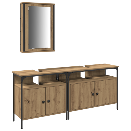 vidaXL 3-delige Badkamermeubel Set Artisan Eiken Engineered Wood afbeelding2 - 1