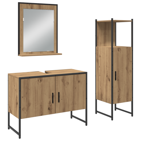 vidaXL 3-delige badkamermeubelset Artisan Eiken Engineered Hout afbeelding2 - 1
