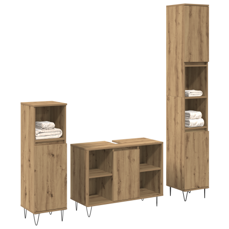 vidaXL Badkamermeubelset met plank 3 pcs Artisan Eiken Bewerkt hout afbeelding2 - 1