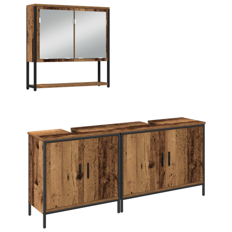 vidaXL 3-delige badkamermeubelset oud hout en engineered wood afbeelding2 - 1