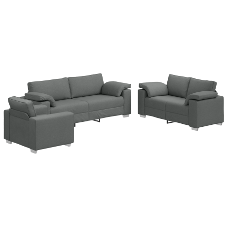 vidaXL Bank 3 pcs Donkergrijs 219 x 80 x 82 cm Linnen-mix stof afbeelding2 - 1