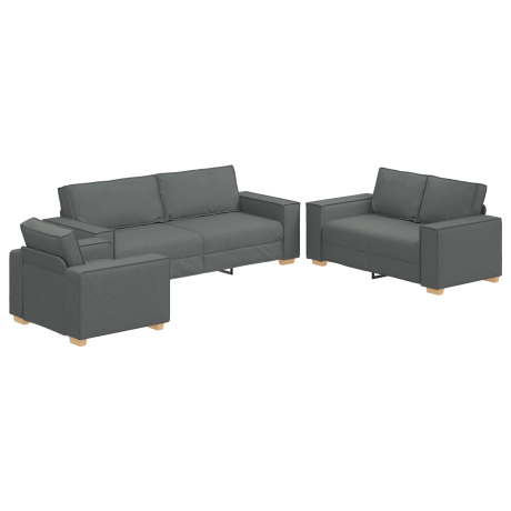 vidaXL Bank 3 pcs Donkergrijs 220 x 80 x 84 cm Linnen-mix stof afbeelding2 - 1